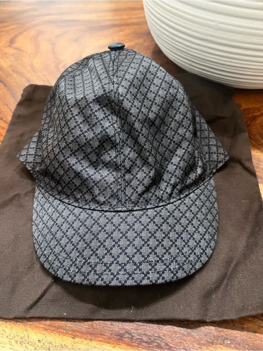 Gucci Navy and Black Baseball Cap with Gold Logo Tag